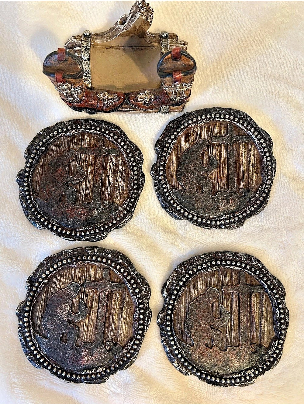 Western Boot Coaster Set in Brown & Black